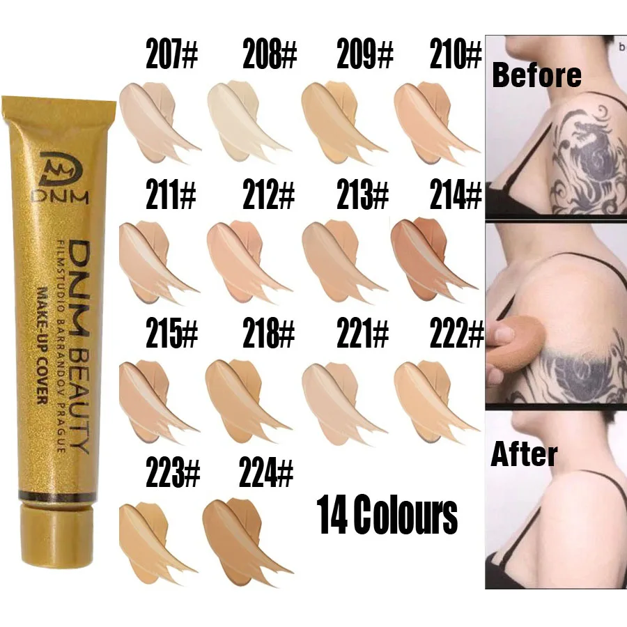 

14Color Concealer Liquid Foundation Cream Cover Tattoo Acne ScarsConcealer Moisturizing Full Camouflaged Natural Brighten Makeup