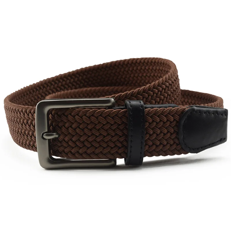 Canvas Stretch Braided Elastic Woven Leather Belt Hot Metal Stretch Belt For Men 3.2CM Male Elastic Stretch Waist Belt
