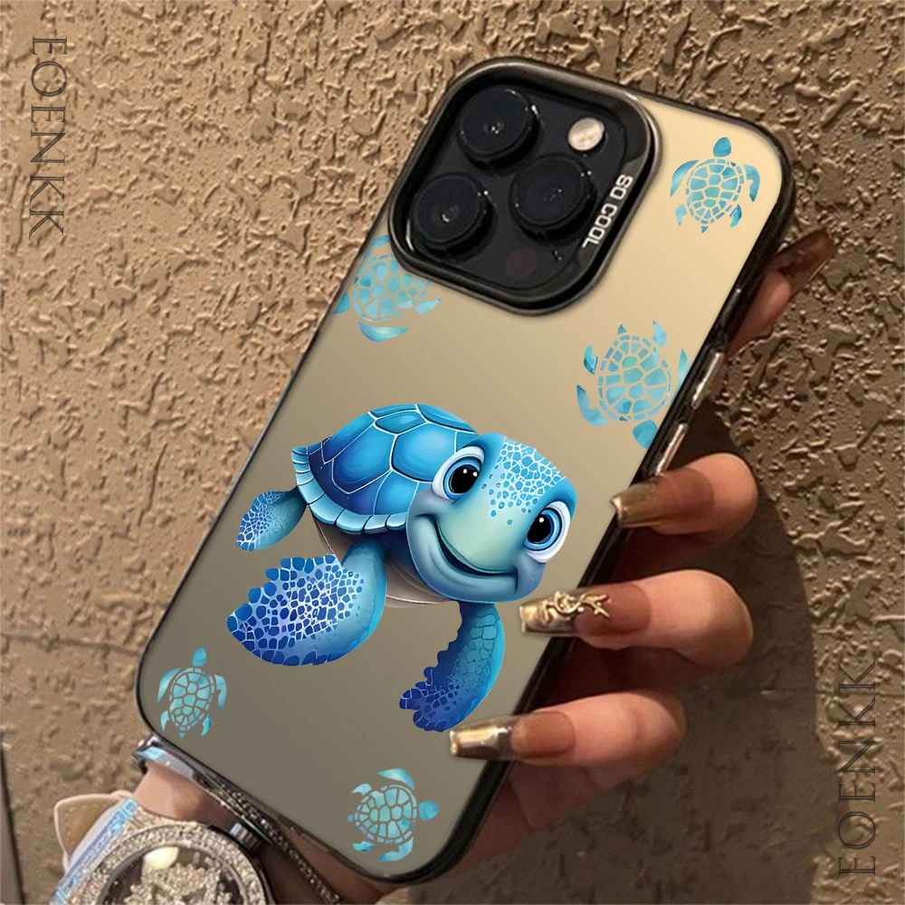 Фото Симпатичный синий чехол для телефона черепахи iPhone 16 Pro Max чехол iPhone 14 15 13 12 11 XS X 15 14 Plus 12 13 Mini Protection Hard Cover №3