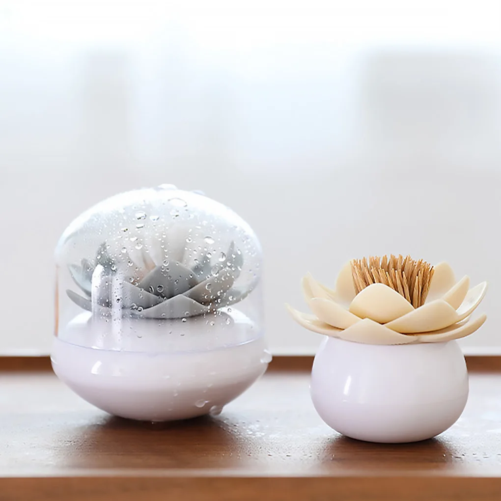 

2 In 1 Lotus Cotton Swab Box Lotus Cotton Bud Holder Base Portable Living Room Decorate Lotus Toothpicks Holder Toothpick Case