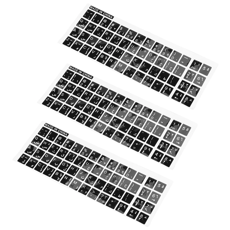 

3X White Letters Arabic English Keyboard Sticker Decal Black For Laptop PC