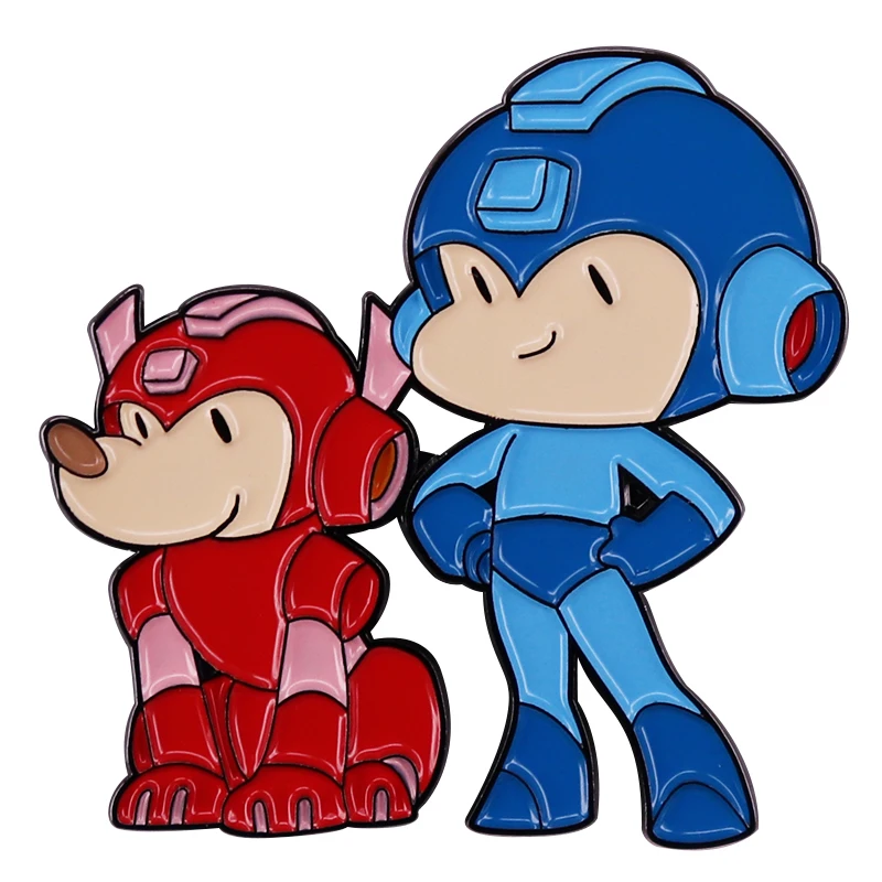 Эмалированная шпилька Mega-Man и Red Robot Dog для видеоигр значок вдохновения |