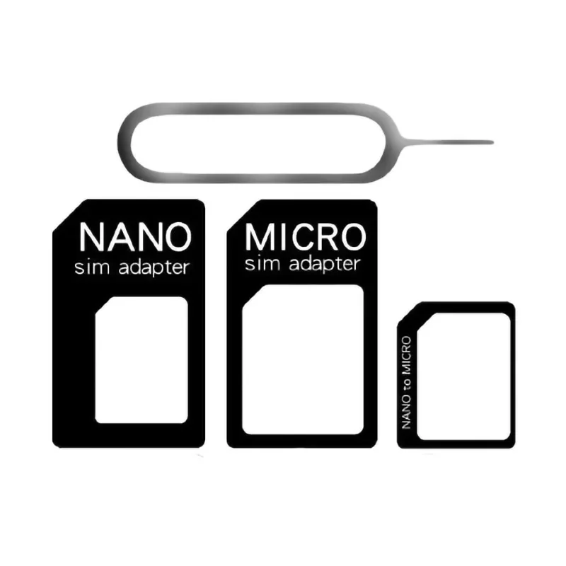 

SIM Card Adapter Kit with Card Pin Standard SIM Card Adapter 4 In 1 Set Micro Sim Adapter with Eject Pin Key Retail Package Nano