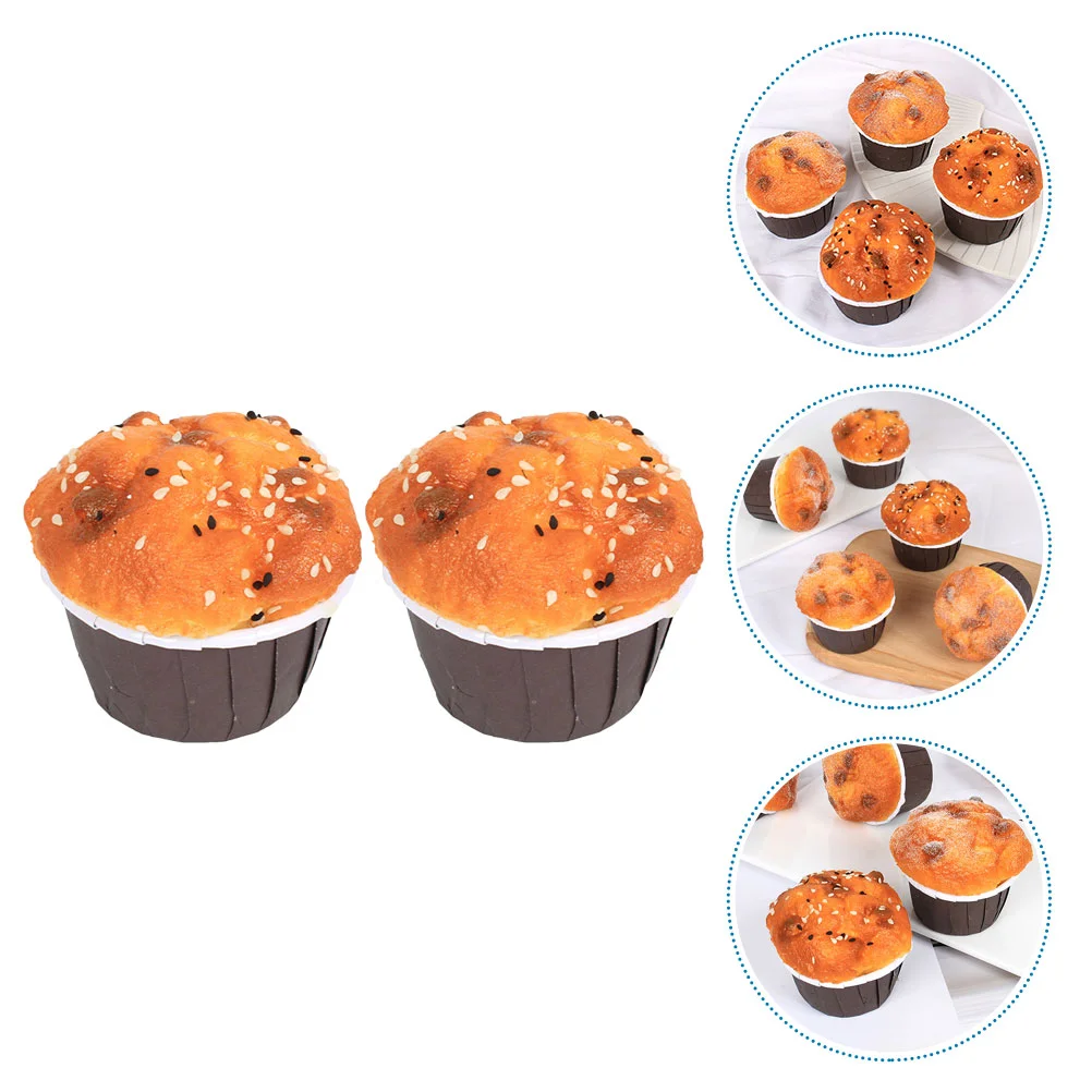 

2 Pcs Simulation Cake Model Fake Food Decor Desktop Accessories Decoration Artificial Cupcake Dessert Shop Props