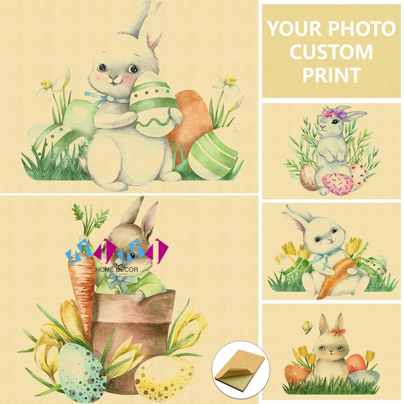 

Modern Cartoon Rabbit Wall Stickers Poster Retro Vegetable Plant Flower Animal Wallpaper Children Wall Baby Room Decor Adorable