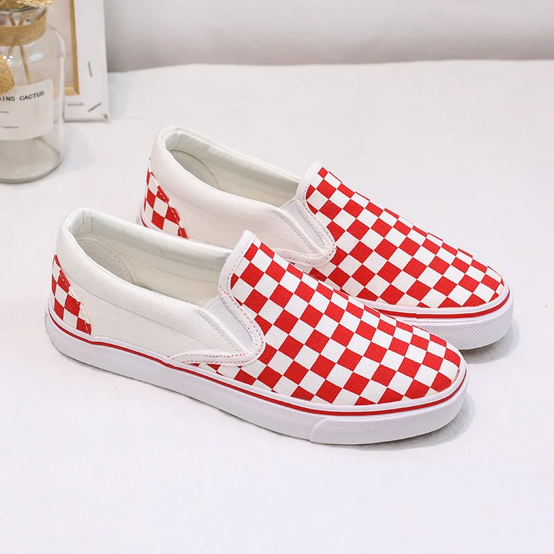 

Spring/Autumn Women Flats Shoes Woman Canvas Vulcanize Shoes Plaid Fashion Lace-up Shallow Plus Size High Quality Ladies Shoes