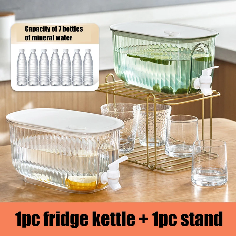 

4L Large Capacity Cold Water Pitcher and Stand Cold Kettle with Faucet Refrigerator Iced Beverage Dispenser Refrigerator Spigot