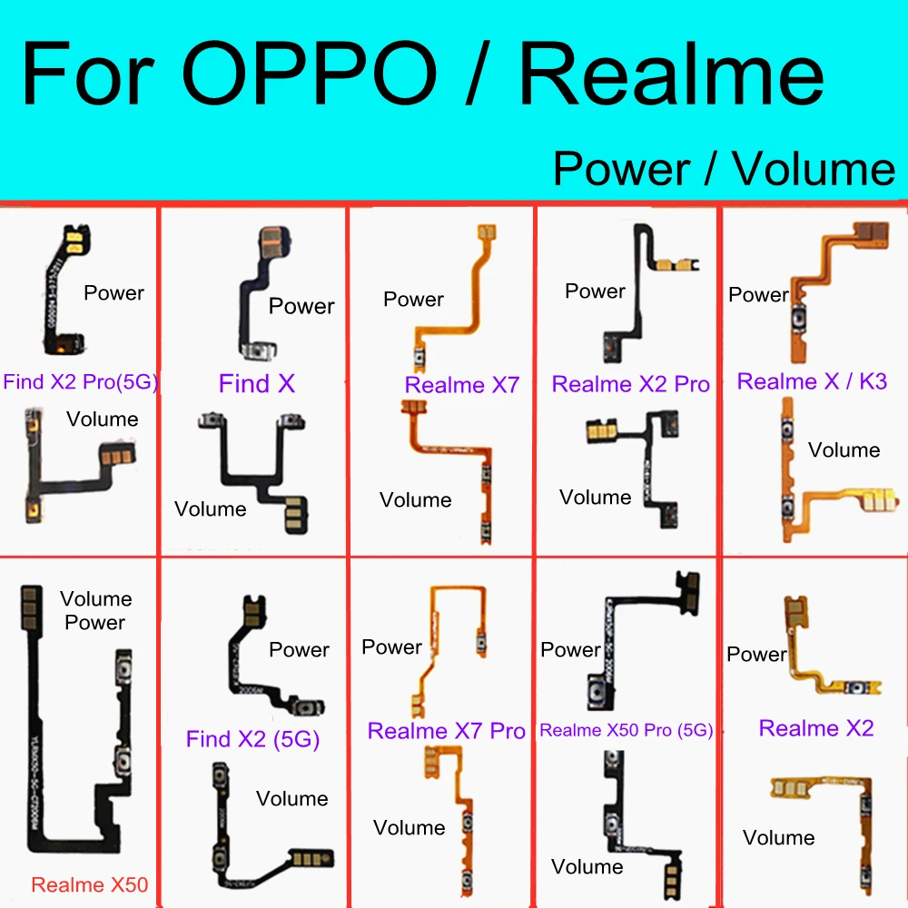 

Mute key Switch On Off Volume Power Flex Cable For OPPO Find X2 K3 Realme X X2 X7 X50 Pro 5G Flex Cable