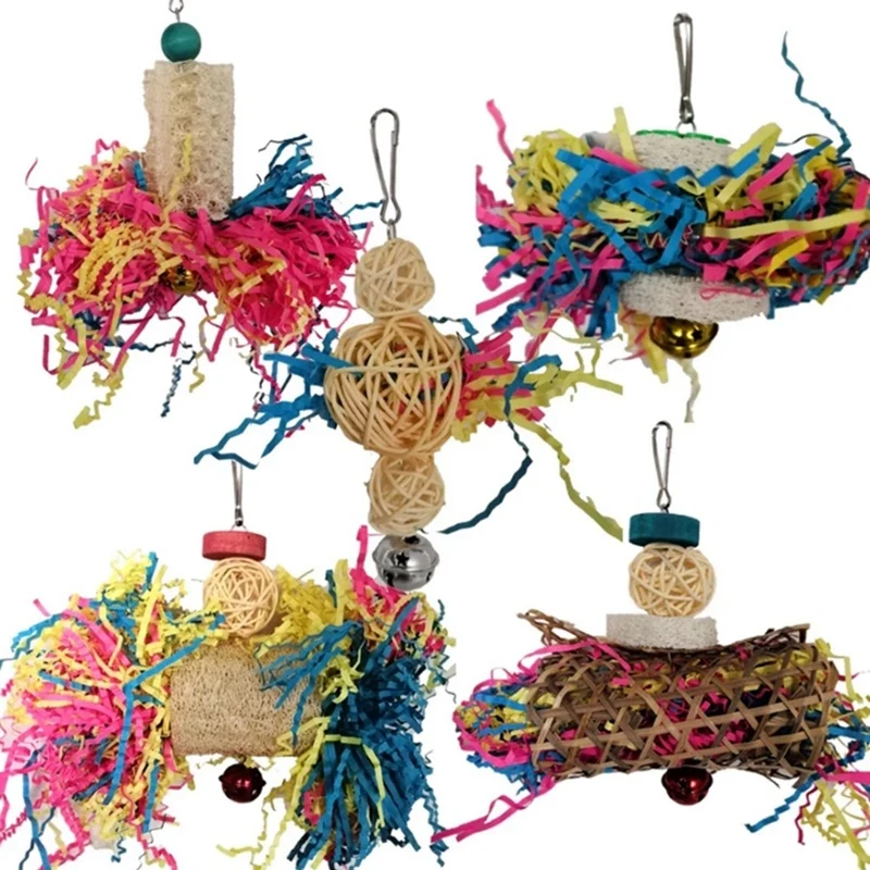 

Parrots Shredding Toys Parakeet Chewing Foraging Toy Bird Cage Accessories For Lovebird Cockatiel Pet Bird Supply