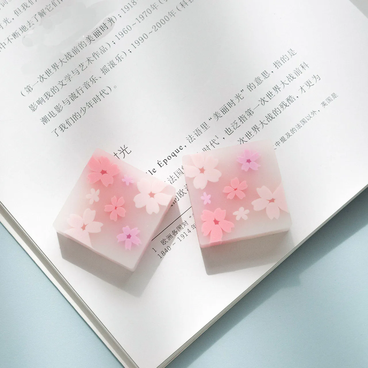 

ARYA'S Sakura Jelly Eraser Cube Pink Cherry Blossom Kawaii Student Exam Office Drawing Pencil Clean Eraser Cute Stationery