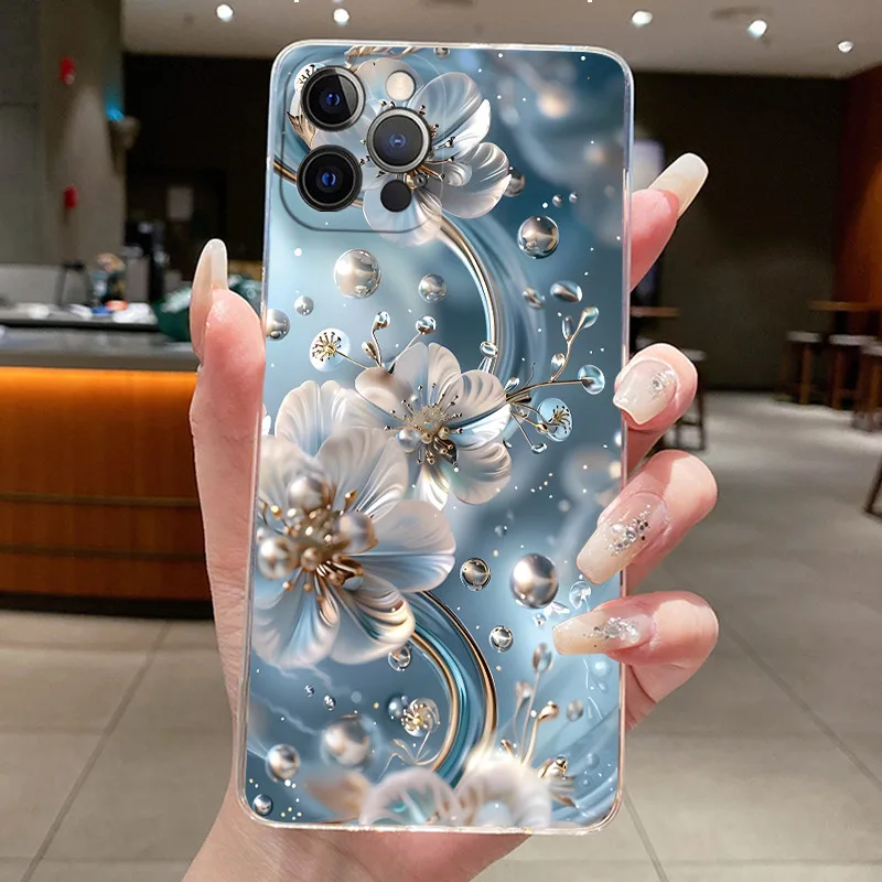 Фото Чехол для iPhone 12, 12Pro, 12ProMax, роскошный модный чехол с изображением бабочки и цветов, прозрачный, мягкий, из ТПУ, силиконовый чехол для iPhone 12 Pro Max №2