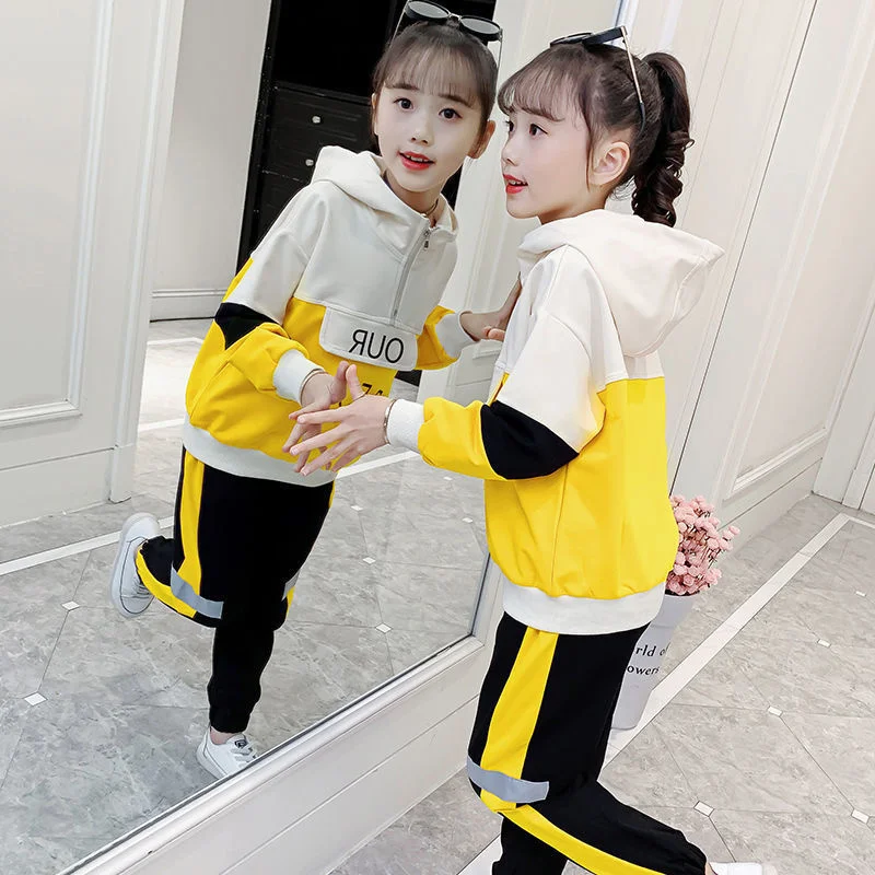 2 шт./компл. детский хлопковый спортивный костюм для девочек |