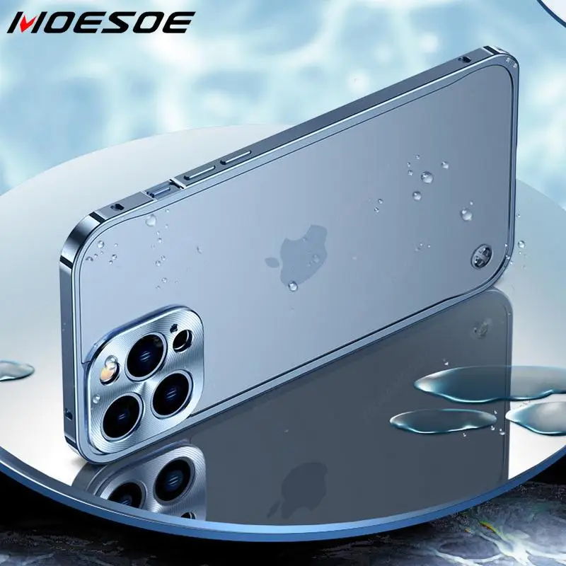 

Чехол для iPhone 13 Pro Max из алюминиевого сплава, акриловый Жесткий Чехол для iPhone 12 Pro Max, ударопрочный металлический корпус с пряжкой, 360 Полное по...