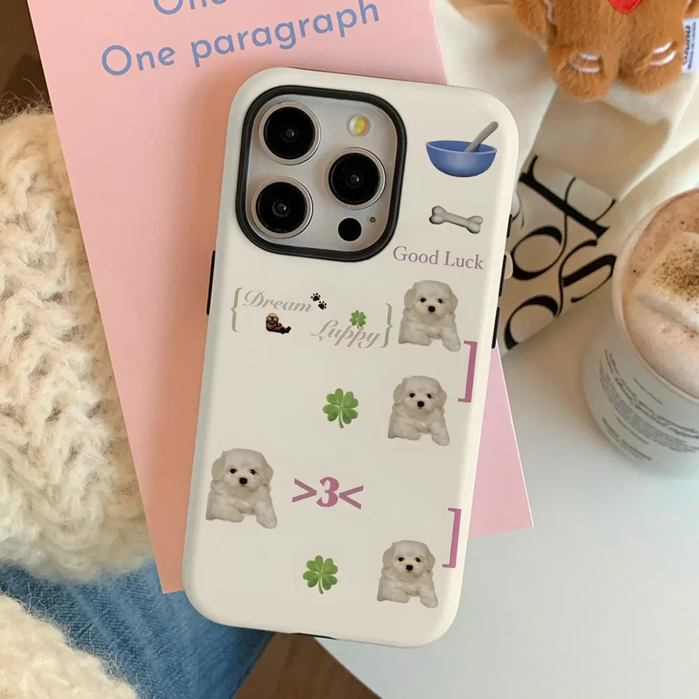 Милый Бишон собака цифровой щенок чехол для IPhone 16 14 13 Pro Max Plus задняя крышка