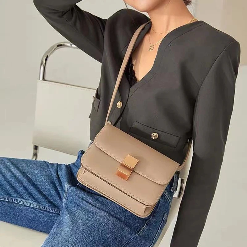 

Luxury Women's Bag Women's Ins Retro Tofu Bag Small Square Shoulder Bag Messenger Ladies Leather Cover Handbag Luggage 2022