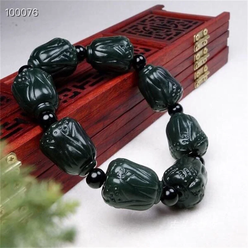 

Hot Selling Natural Hand-carve Hetian jade Chinese Cabbage Bracelet Cyan Fashion Jewelry Men Women Luck Gifts1