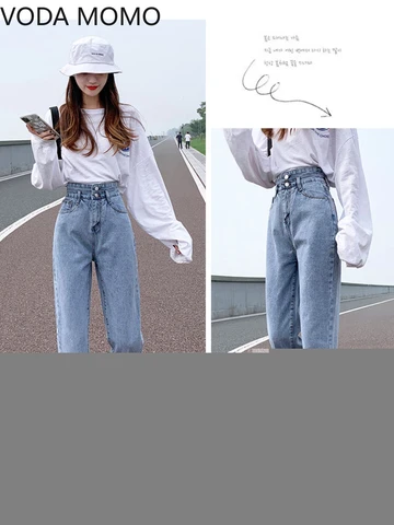 spring 2022 womens fashion high waist  Women's harem jeans baggy loose woman denim capris Pants jean mom jeans trousers
