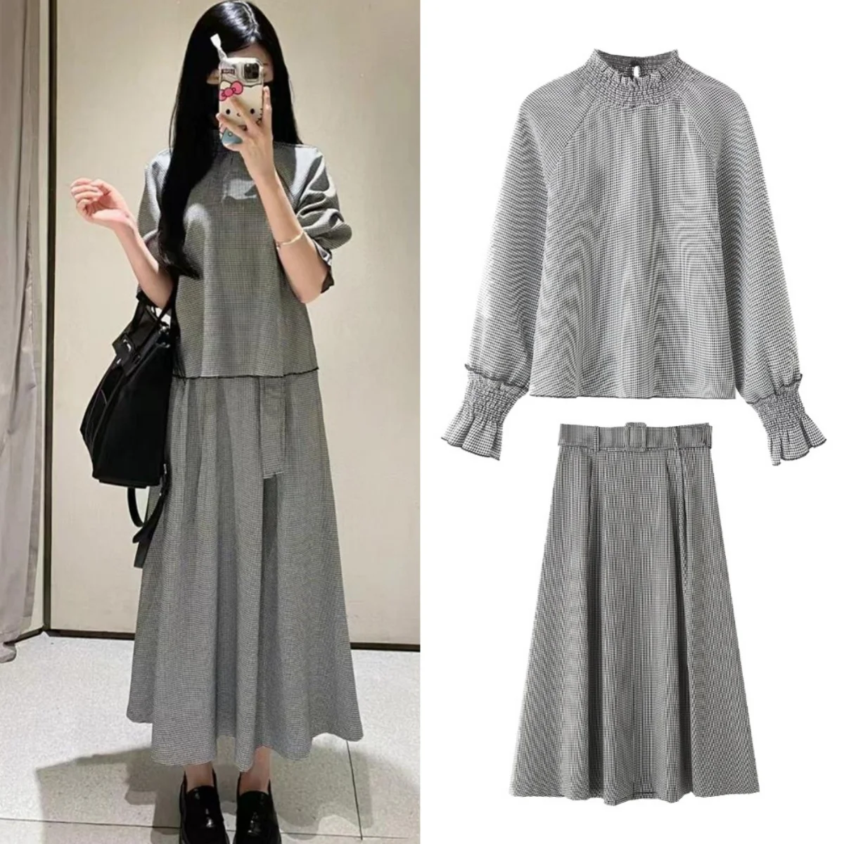 Женский Весенне-летний Клетчатый Комплект-рубашка В Европейском И Американском