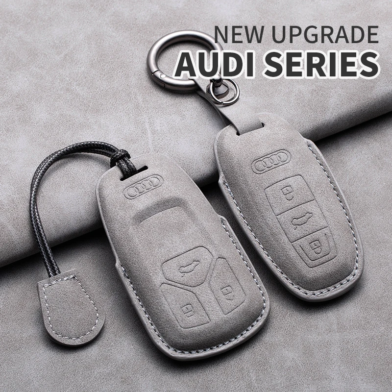 

Leather Car Key Case Cover Fob For Audi A1 A3 8V A4 B8 B9 A5 A6 8S 8W A7 A8 Q3 Q5 Q7 4M S4 S5 S6 S7 S8 R8 TT TTS RS Keychain