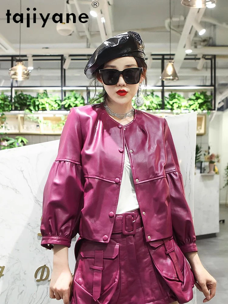 Женская кожаная куртка Tajiyane Куртки из натуральной овечьей шкуры одежда в