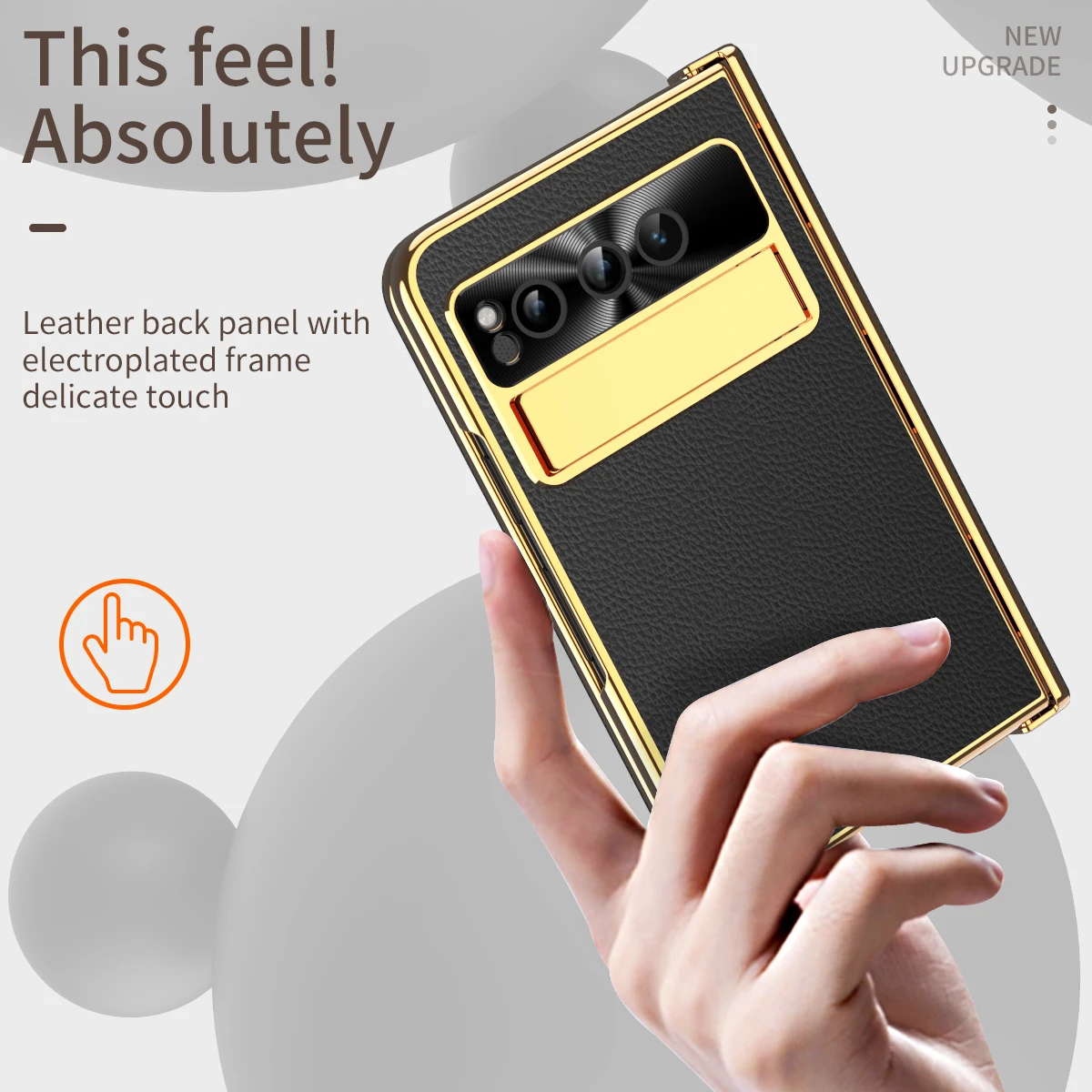 For Google Pixel Fold Case Luxury Electroplating Lychee Patterned Plain Leather Bracket Folding Hinge With Tempered Film Cover