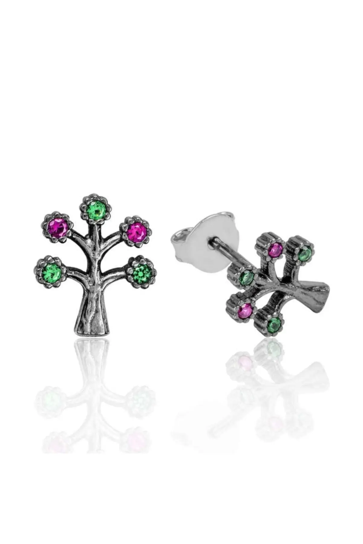 

Silver Life Tree Studded Earrings