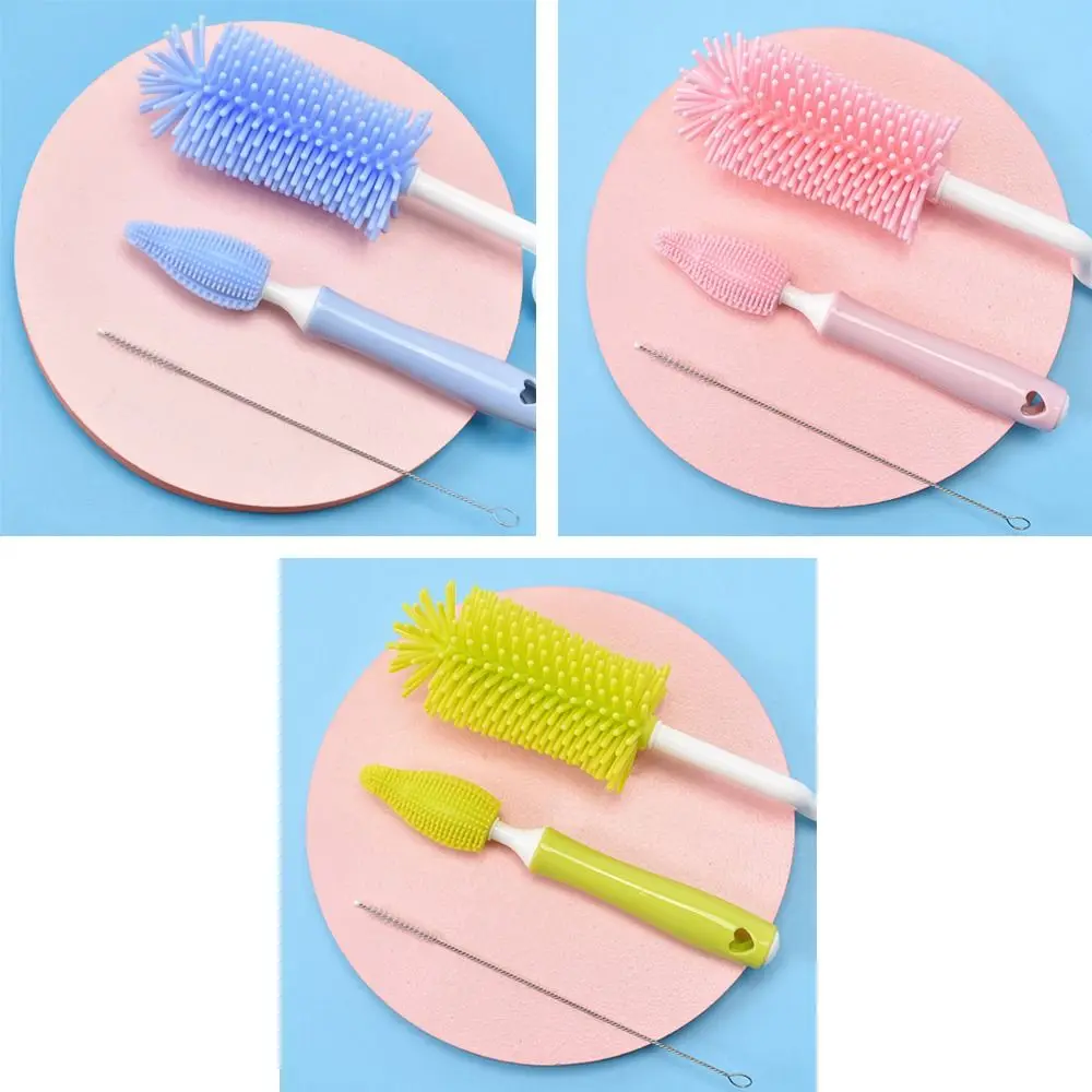 

Мягкая ручная вращающаяся на 360 градусов щетка для детской бутылки силиконовая щетка для чистки