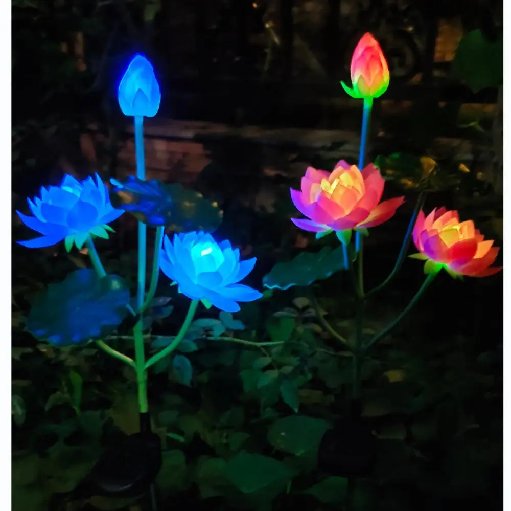 

2/1pcs Solar Lotus Flower Lamp Light Led Solar Light For Garden Decoration Waterproof Outdoor Landscape Lawn Lamp For Patio Yard