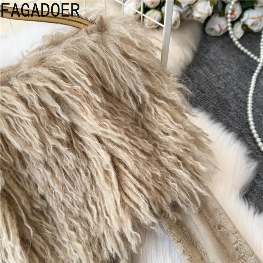 FAGADOER элегантная меховая футболка с кисточками женская сексуальная открытыми