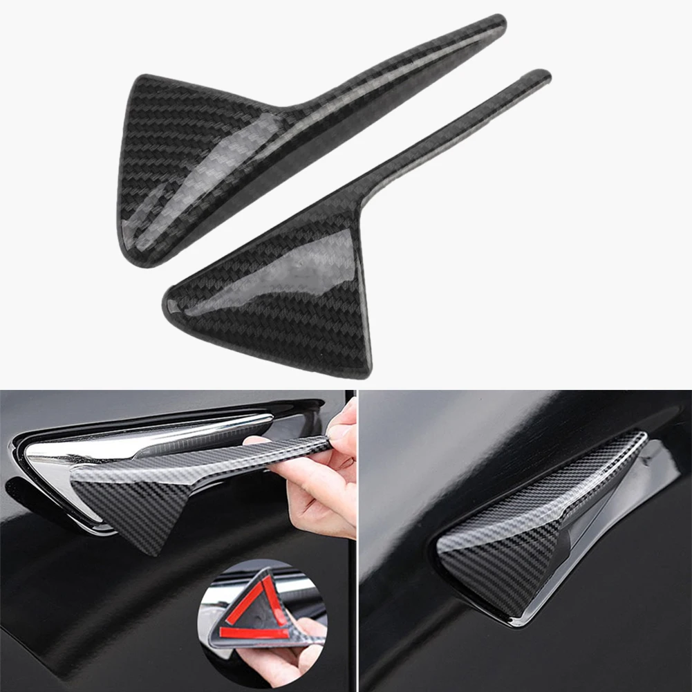 

Car Side Camera Cover Protection Decoration Exterior Accesories Carbon Fiber ABS Indicator Cover for 2021 Tesla Model 3/Y/S/X
