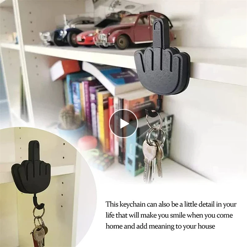 

Retractable Middle Finger Hook Key Holder Wall Clothes Hanger Room Decoration Punch-Free Sticky Hook Self Adhesive Hook Storage