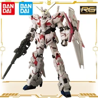 original bandai gundam action figure rg 25 rx 0 unicorn anime figure assembly mobile rg 1144 suit boys toys for adult gifts