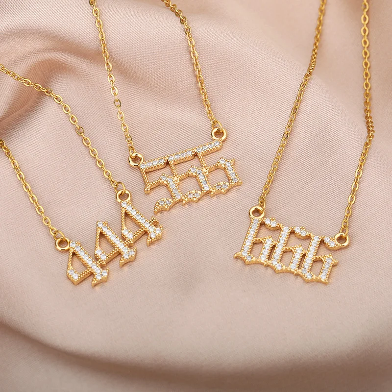 

Rhinestone Three Number Pendant Necklace Gold Color Crystals Digital Choker Necklaces For Women Fashion Jewelry colar feminino
