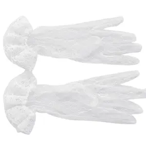 652F Кружевные перчатки Элегантные короткие летние расклешенные рукавицы длиной до запястья с оборками