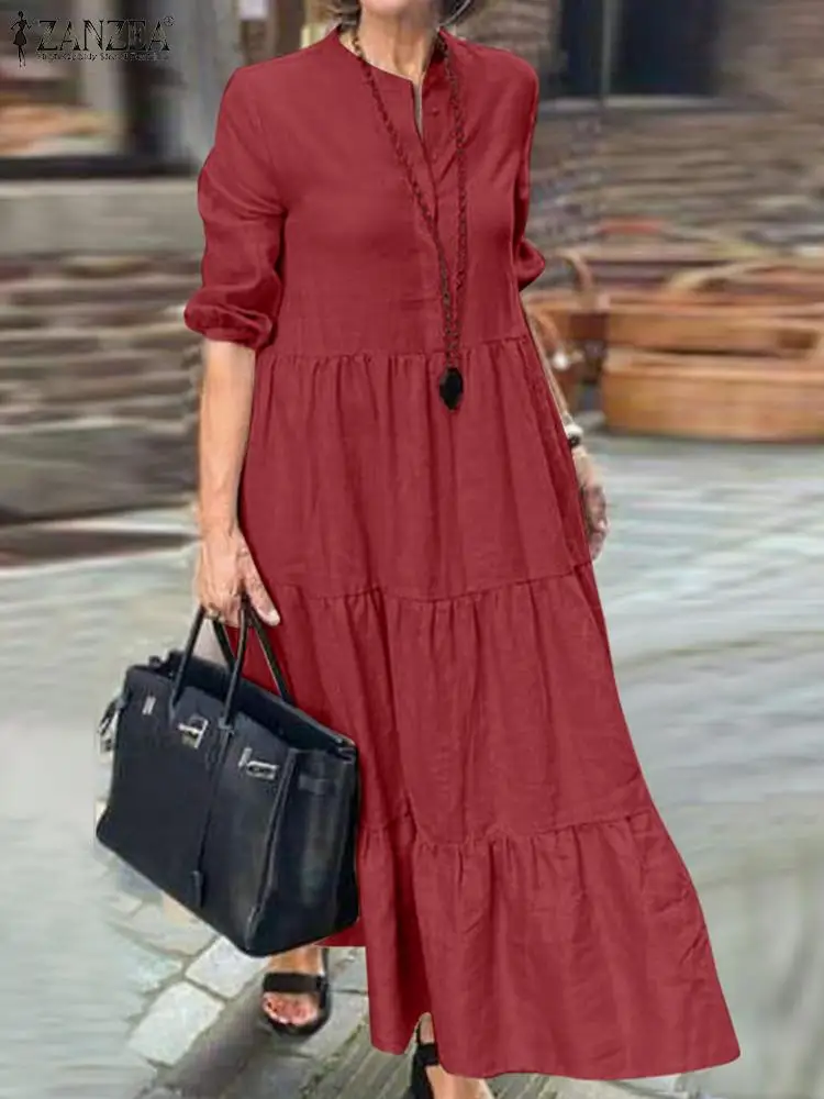 

Платье ZANZEA женское оверсайз с рукавом 3/4 и круглым вырезом