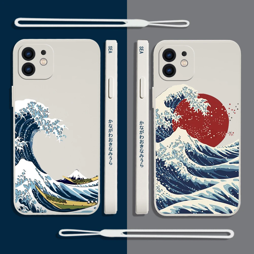 

Kanagawa-oki Nami Ura Phone Case For Samsung A53 A50 A12 A52 A52S A51 A72 A71 A73 A81 A91 A32 A22 A20 A30 4G 5G with Hand Strap