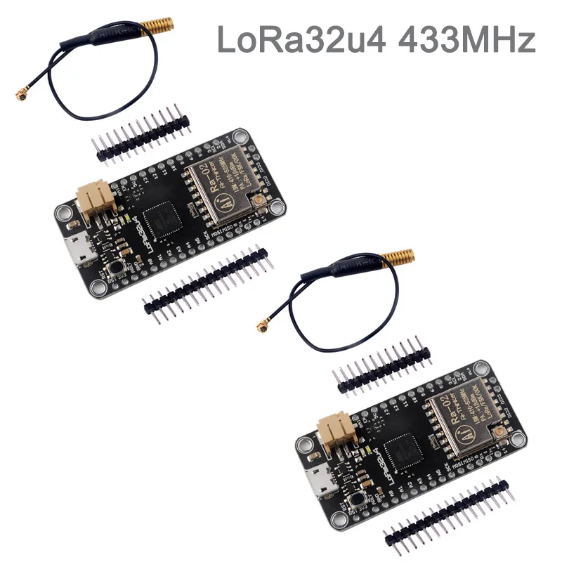 2 комплекта LoRa32u4 RA02 RA-02 433 МГц модуль Lora макетная плата IOT с антенной, большой диапазон 1 км LiPo SX1278 DIY0031