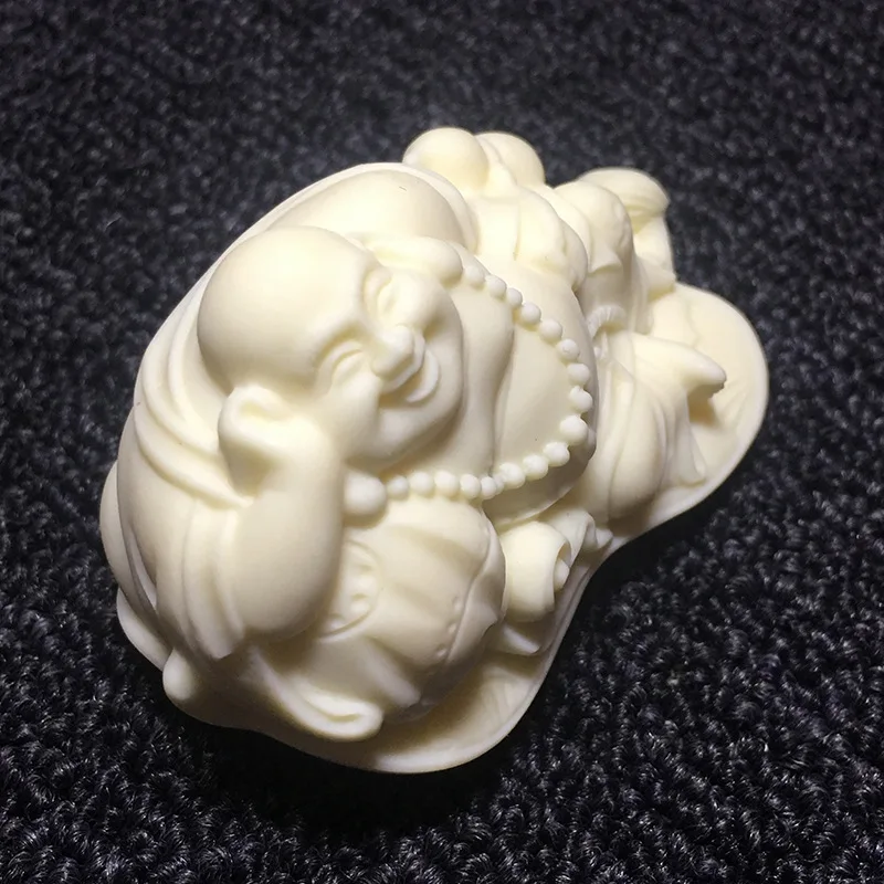 Резной орех слоновой кости спящая неторопливая статуя Будды Майтрейи 7*4 5*4 5 см