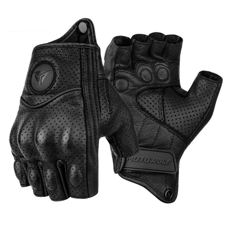 

Half Finger Motorcycle Gloves Leather Guantes Moto Gloves Cycling Gloves Fingerless Gloves Retro Gloves Breathable Summer Gloves