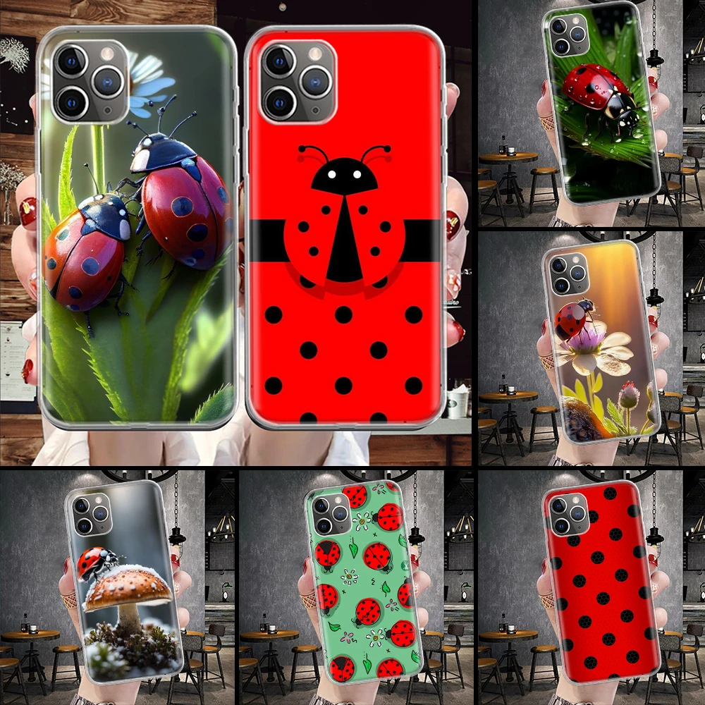 Мягкий чехол для телефона с изображением насекомых семи звезд божьих коровок IPhone