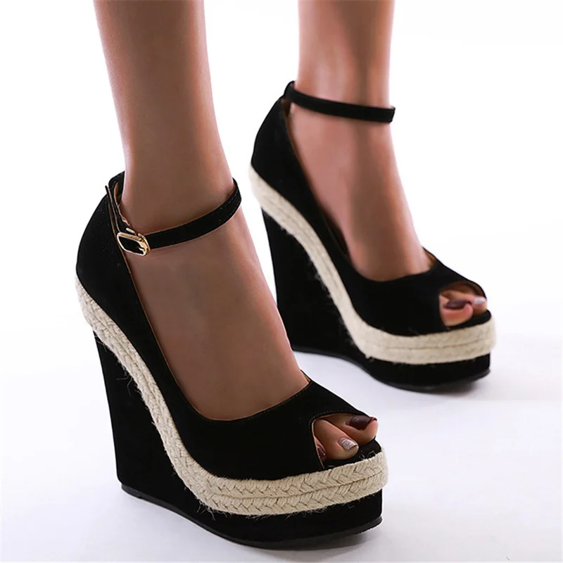 

Женские босоножки на платформе, свадебные туфли на танкетке с открытым носком и ремешком на щиколотке, новинка 2022