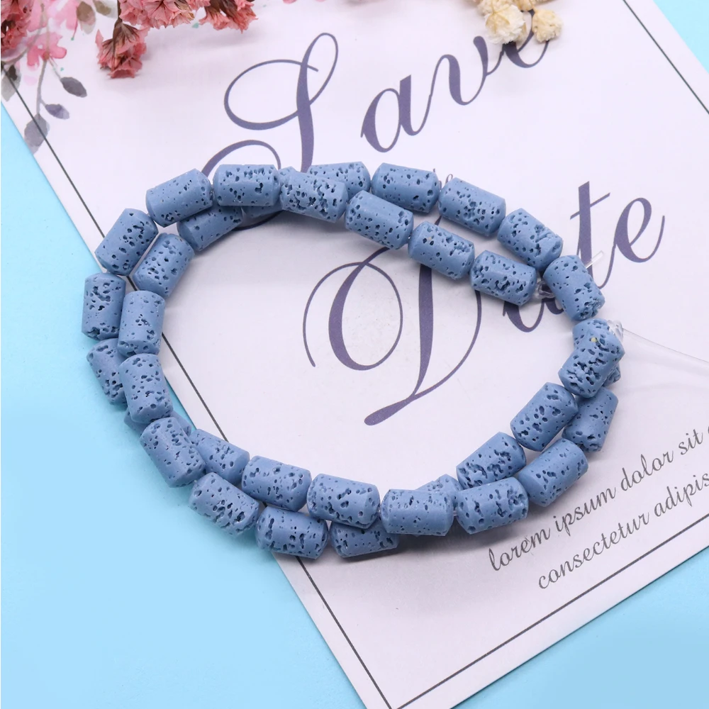 Натуральная колонна из вулканической породы черные свободные бусины цилиндр