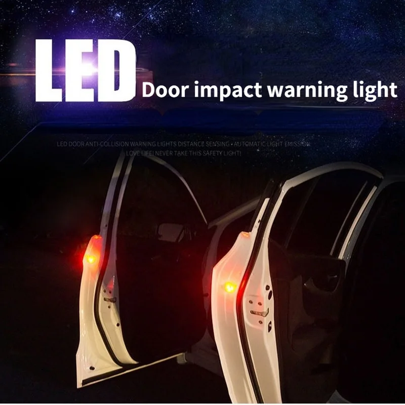

4PCS Car Door Warning Lights Safety Anti-collision Tips Anti Tailgating Lights Flashing Sensor Lights Easy To Install Door Light