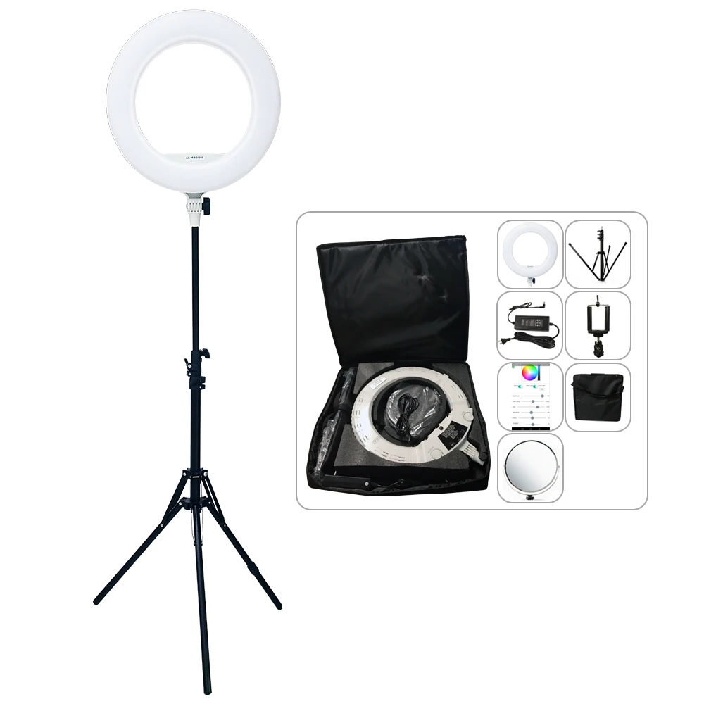 

Yidoblo AX-480DII Bluetooth APP Control Ring Lamp 2800K-9900K Camera Photo/Studio/Phone 18" 240 Pcs LED Ring Light LED Lamp