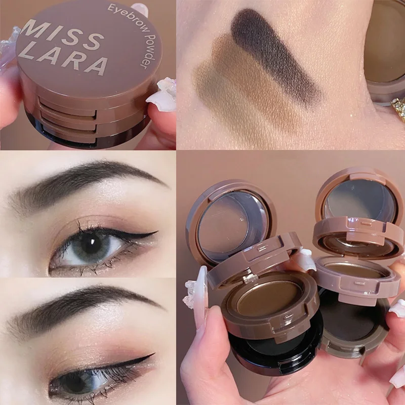 

3 Colors Eyebrow Powder Palette Eyeshadow Palette Light Brown Natural Eyebrow Enhancer Waterproof Hairline Brow Powder Cosmetic