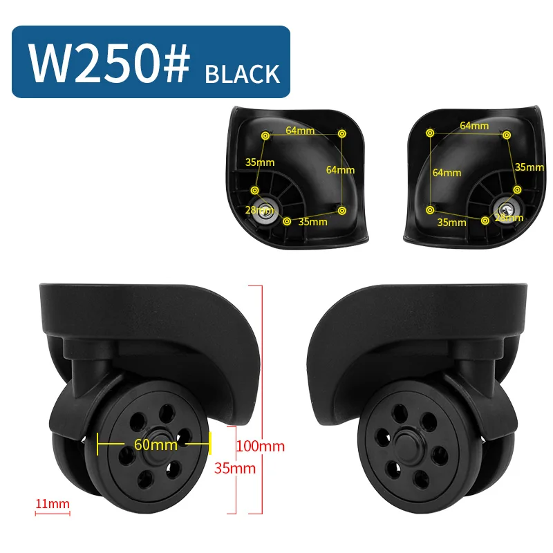 W250 Luggage Universal Wheel Accessories Wheel Travel Luggage Aircraft Silent Wheels Casters General Maintenance 20 Inch 28 Inch