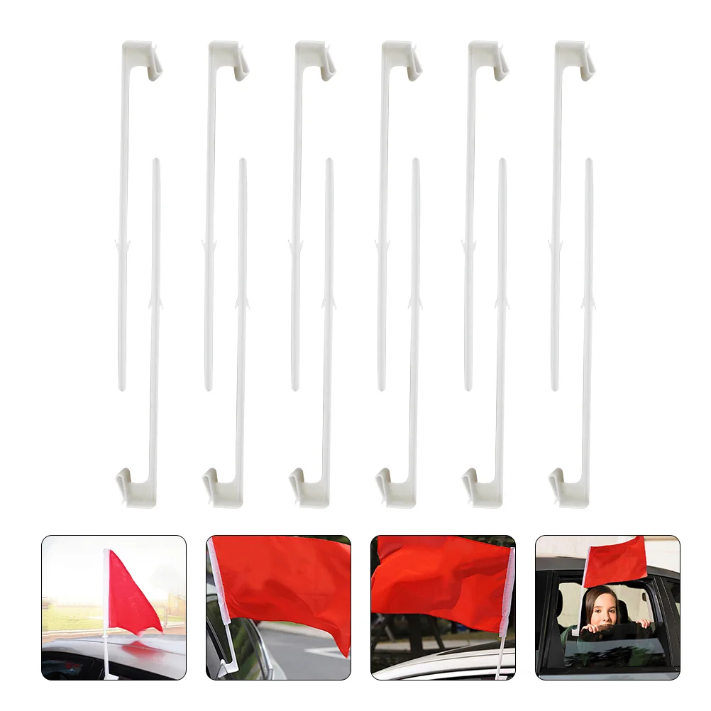 

12Pcs Car Flag Holders Practical Vehicle Flag Clips Plastic Car Window Flagpoles for Vehicle Window Bus Truck