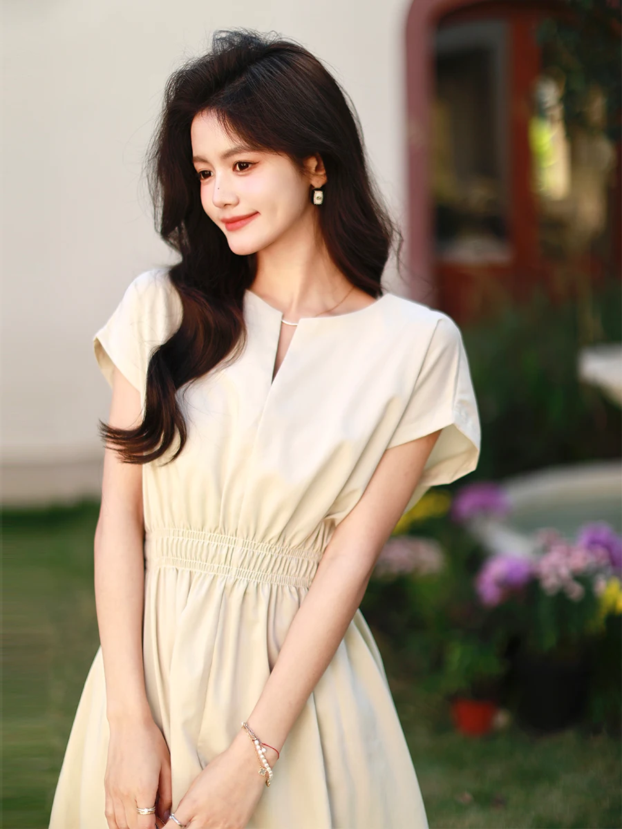 Женское летнее платье Coigarsam новинка 2024 Короткие однотонные платья с коротким