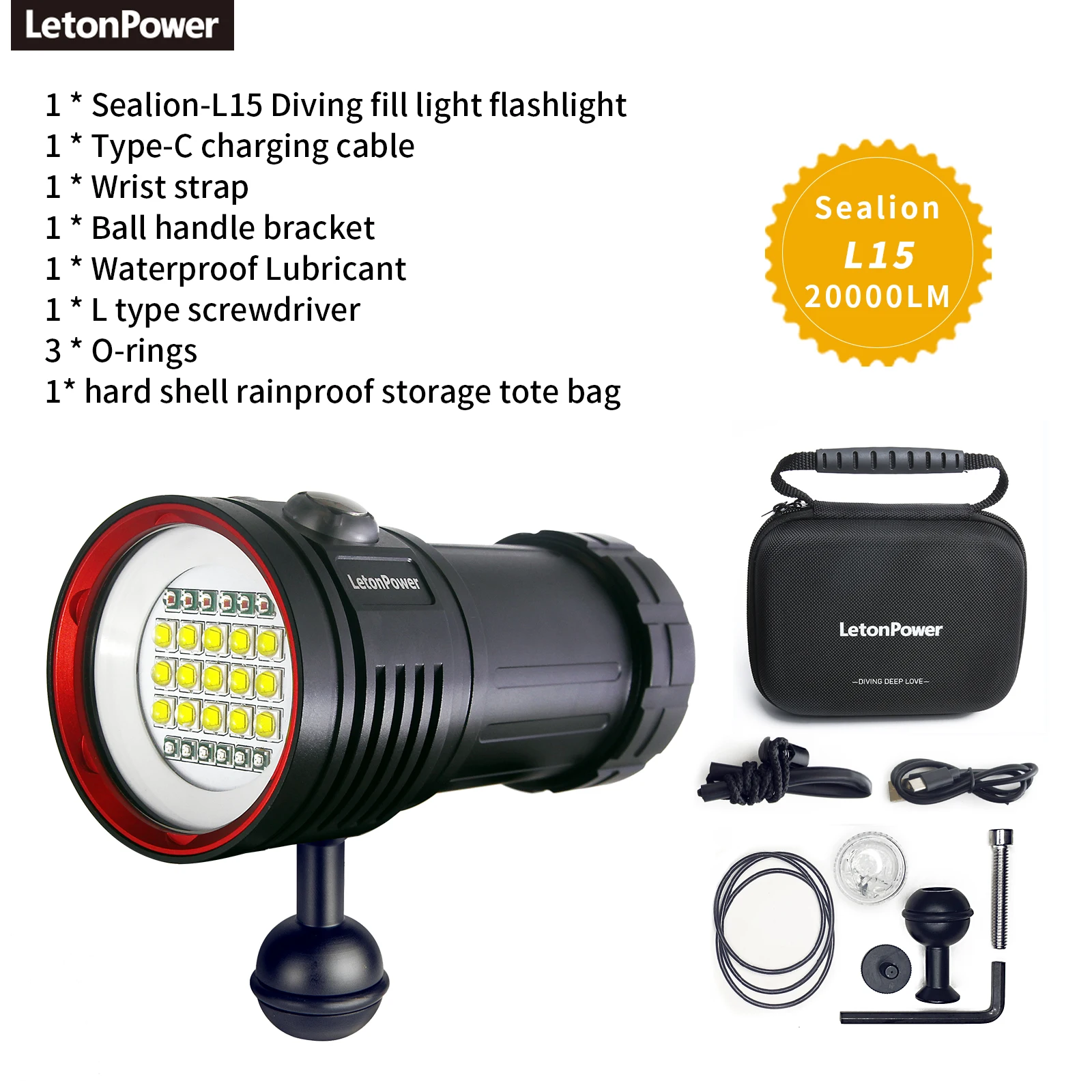 LetonPower Sealion Подводный фонарик 22800 люмен