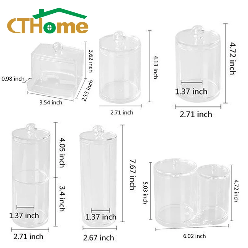 

NEW Acrylic Makeup Organizer Transparent Jewelry Cotton Swab Storage Box Round Cosmetic Cotton Pad Organizer Makeup Remover Box